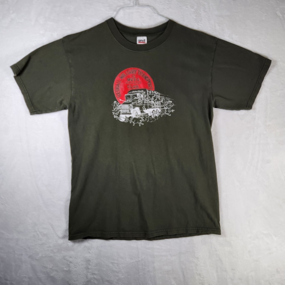 Vtg Redball Military Transport Club T Shirt Army Truck Graphic L USA‎ Anvil
